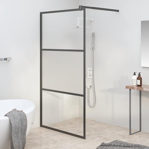Pregrada za tu&scaron; 115 x 195 cm s napola mutnim staklom ESG crna Cijene