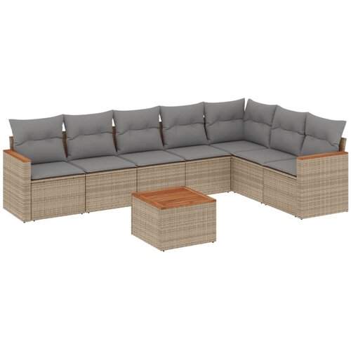  8-dijelni set vrtnih sofa od poliratana s jastucima bež Slike
