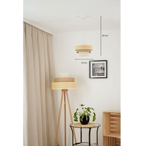  Brilagi - Visilica na sajli CEDAR LUNETA 1xE27/15W/230V, prečnik 25 cm, ratan/braon/krem Slike