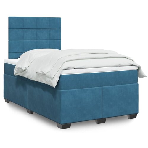 vidaXL Box spring postelja z vzmetnico modra 120x200 cm žamet Cene