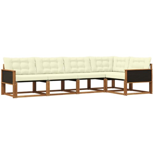 vidaXL Zunanja garnitura za sedenje z blazino 5 pcs Naravna in smetana, (5000273342) Cene