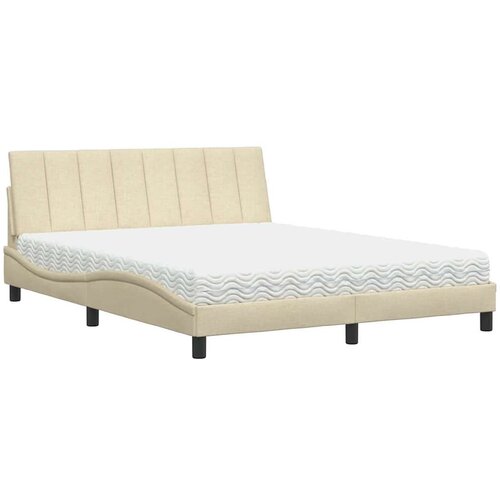 VidaXL Krevet s madracem krem 160x200 cm od tkanine Slike
