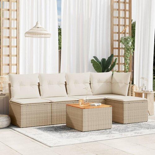 VidaXL 6-dijelni set vrtnih sofa s jastucima bež od poliratana Slike