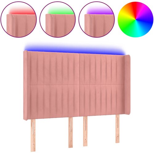 Maison Chic led posteljno vzglavje - vzglavna omarica - nočna omarica roza 147x16x118/128 cm žamet, (21712198) Cene