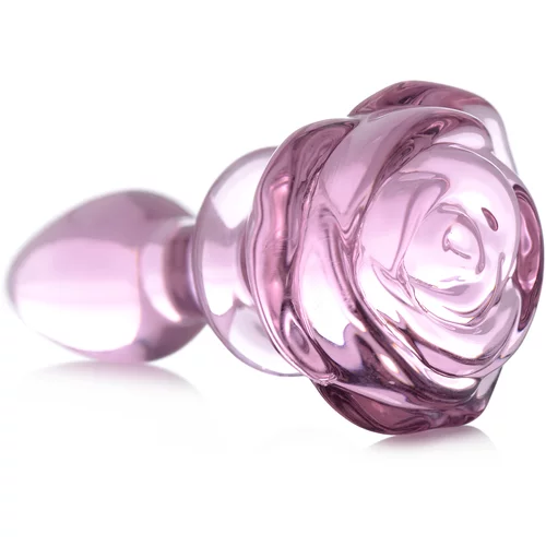 Booty Sparks pink rose glass anal plug small