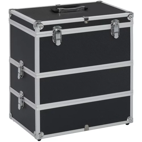  Kovčeg za šminku 37 x 24 x 40 cm crni aluminijski