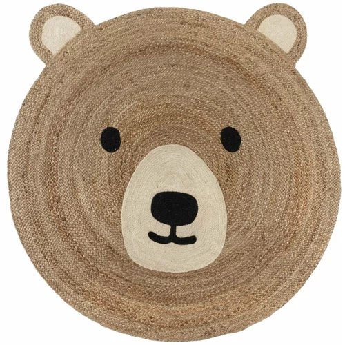 Flair Rugs Juten dječji tepih u prirodnoj boji 100x100 cm Bertie Bear –