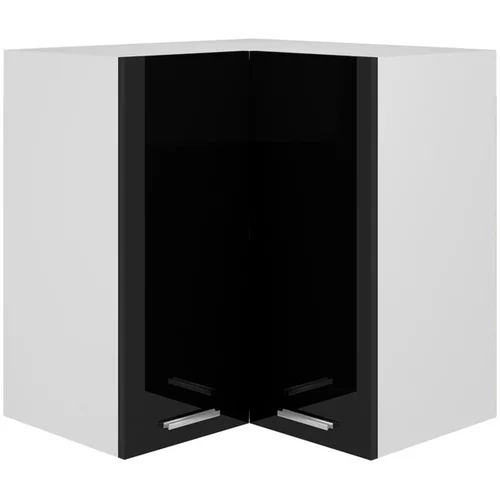  Viseča kotna omarica visok sijaj črna 57x57x60 cm iverna plošča