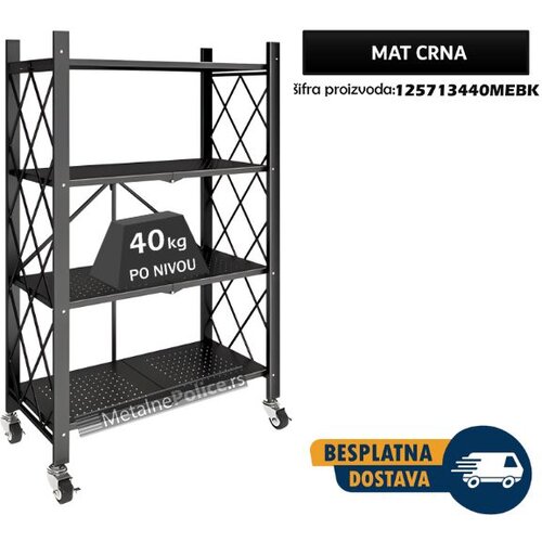 Polica metalna sklopiva sa točkićima 125x71x34cm Slike