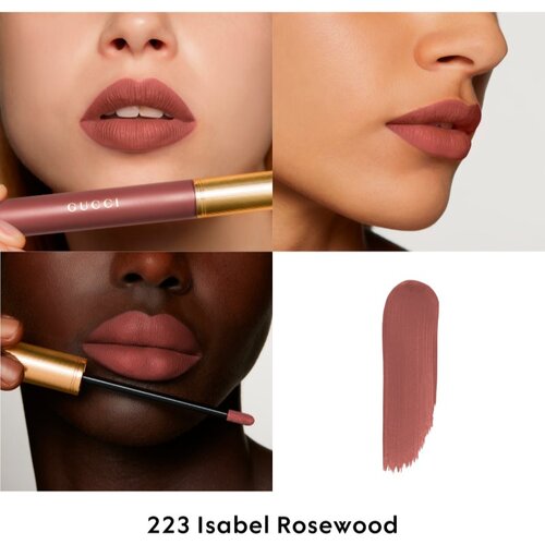 Gucci Beauty Rouge &amp;agrave; L&amp;egrave;vres Matte Lipstick mat tekoča &amp;scaron;minka odtenek 223 Isabel Rosewood 6.5 ml Slike
