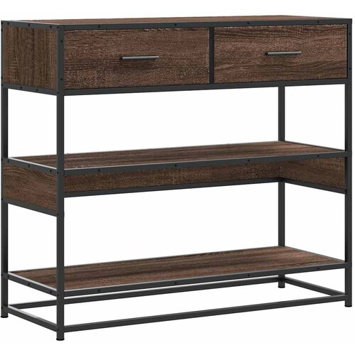 Maison Chic konzolna miza - miza ob steni rjav hrast 90x35x80 cm inženirski les, (21786375) Slike