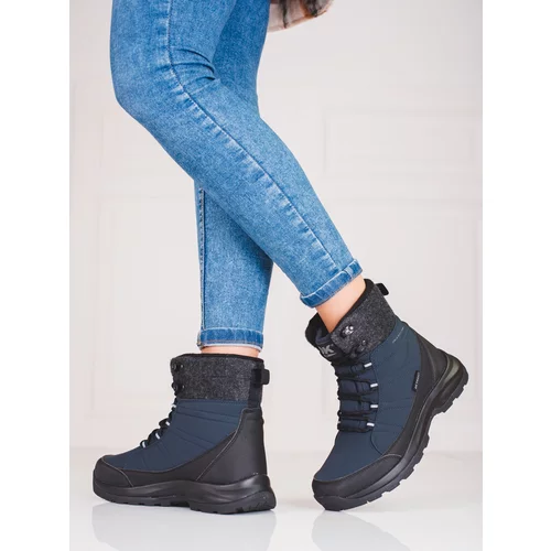 DK Lace-up snow boots for women navy blue