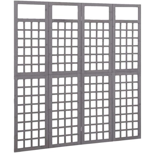 VidaXL Sobna pregrada / re&amp;scaron;etka s 4 panela od jelovine siva 161x180cm Slike