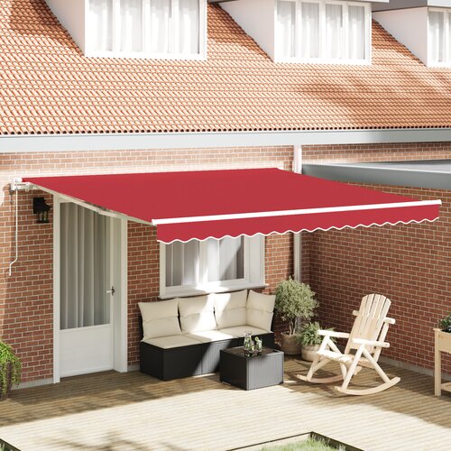 VidaXL Avtomatska retraktibilna tenda rdeča 400x300 cm, Nadomestno platno za tendo za okvir 4x3 m rdeče Slike