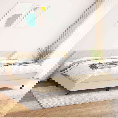  Krevet s oprugama i madracem krem 180x200 cm od tkanine Slike