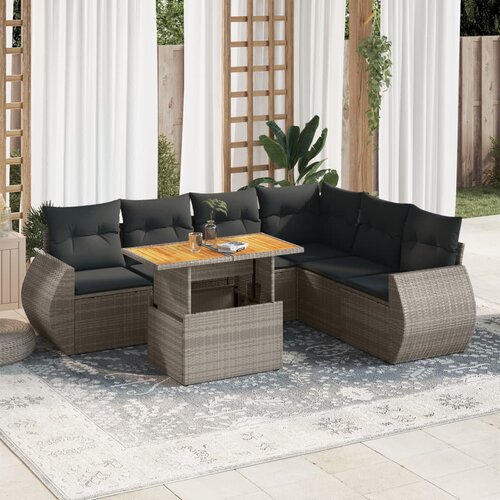 VidaXL 7-dijelni set vrtnih sofa sivi od poliratana Slike