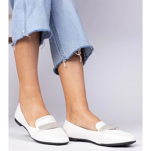 D/CEO marka niezdefiniowana White women's moccasins with rhinestones Kaletta Cijene