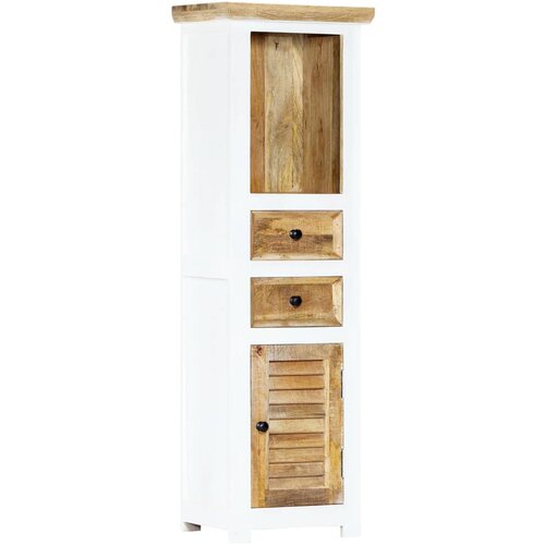 VidaXL Visoka komoda bijelo-smeđa 40x30x128cm masivno grubo drvo manga Slike