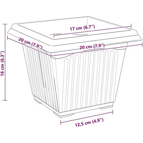  Kvadratna saksija za cvijeće 24 pcs Crna 20 x 20 x 16 cm - Crna 20 x 20 x 16 cm 24 Slike
