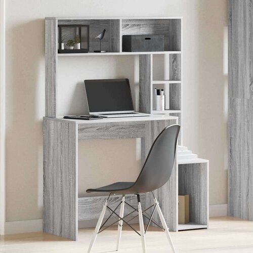 vidaXL Pisalna miza s policami siva sonoma 100x45x140 cm inž. les Cene