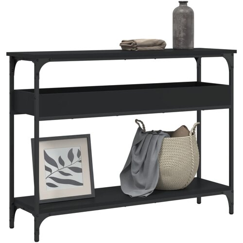  Konzolni stol s policama crni 100x29x75 cm konstruirano drvo Slike