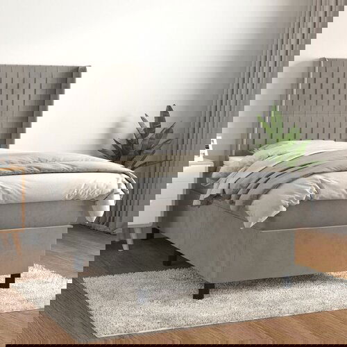 The Living Store Box spring postelja z vzmetnico svetlo siv 90x190 cm žamet - Box Spring Postelja, (21492041) Slike