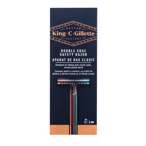 Gillette King C. Double Edge Safety Razor Set brijać 1 kom + rezervne britvice 4 kom za moške