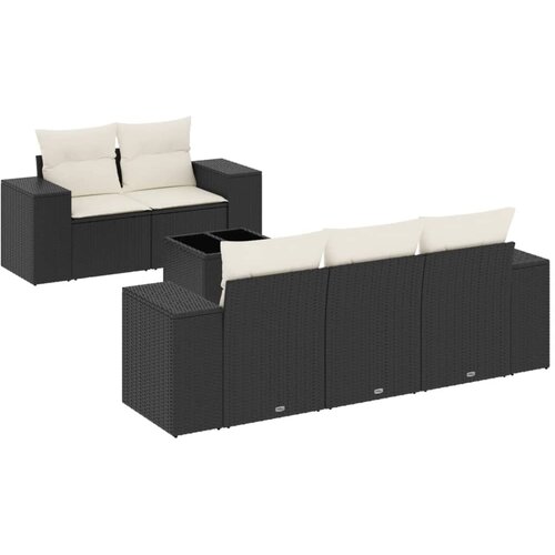  6-dijelni set vrtnih sofa s jastucima crni od poliratana Crna 93 x 62 x 69 cm Slike