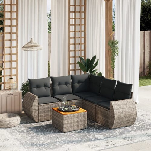 vidaXL 6-dijelni set vrtnih sofa od poliratana s jastucima sivi Cijene
