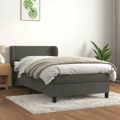 Box spring postelja z vzmetnico temno siv 90x190 cm žamet, (20727202)