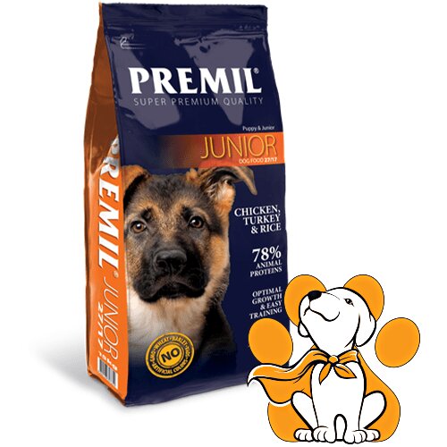 Premil junior Chicken, Turkey & Rice 3kg, Nutritivna Hrana za Zdrav Rast Pasa Slike