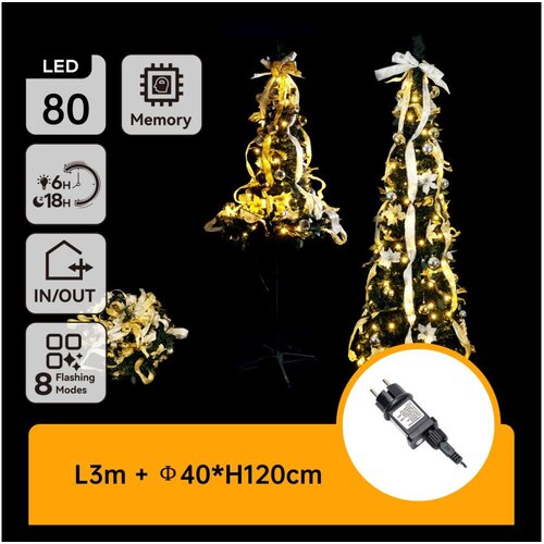 Aigostar LED spolja&scaron;nji božićni bor 80xLED/230V 1,2m IP44 bela/zlatna topla bela Cene