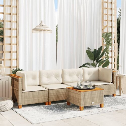  5-dijelni vrtni set sofa s jastucima bež od poliratana 55 x 55 x 36 cm Cijene