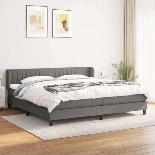  Box spring postelja z vzmetnico temno siva 200x200 cm blago, (20724133)