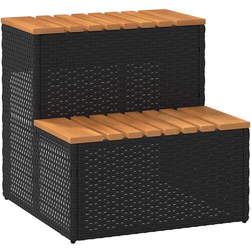 vidaXL Hot Tub Step Black 50x50x50,5 cm Poli ratan in masivna akacija, (21968343) Cene