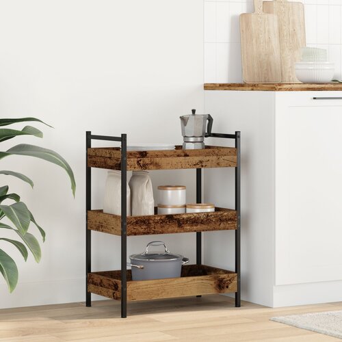 vidaXL Kuhinska kolica Crna 50x30x70 cm Inženjersko drvo Staro drvo Cijene
