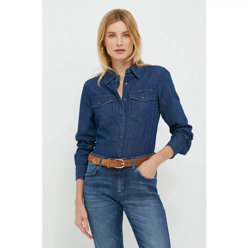 Sisley Jeans srajca ženska, mornarsko modra barva,