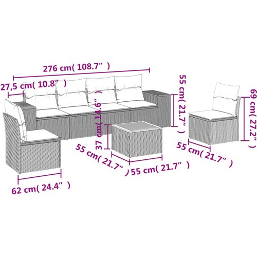  7-dijelni set vrtnih sofa od poliratana Slike