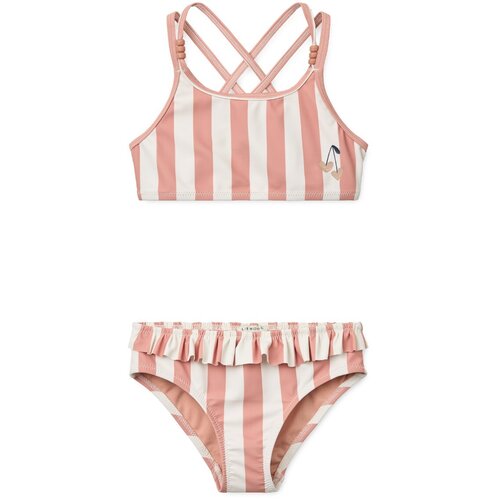 Liewood dječji bikini kupaći kostim belle stripe coral blush/creme de la creme Cene