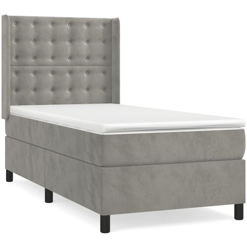 VidaXL Box spring postelja z vzmetnico svetlo siv 90x190 cm žamet, (20790416) Slike