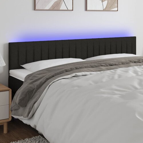  The Living Store LED posteljno vzglavje črno 200x5x78/88 cm blago - LED Vzglavje, (21445601) Slike