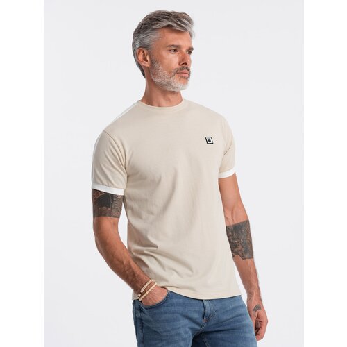 Ombre Men's cotton t-shirt with contrasting inserts Cene
