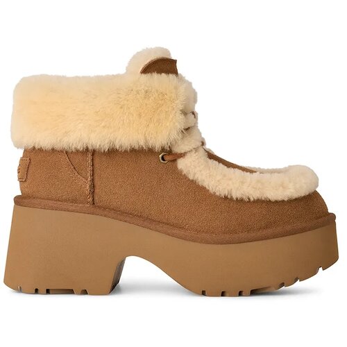 Ugg Gležnječe od bru&amp;scaron;ene kože Esmee Lace Up boja: smeđa, s debelom potpeticom, s toplom podstavom, 1171532.CHE Slike