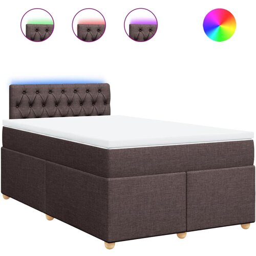 VidaXL Krevet s oprugama i madracem tamnosmeđi 120 x 200 cm od tkanine Slike
