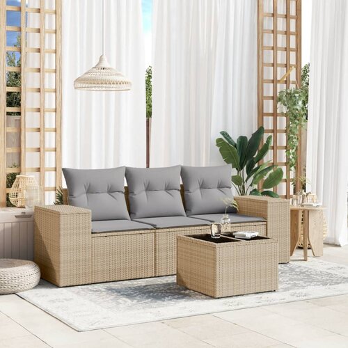 vidaXL 4-dijelni set vrtnih sofa s jastucima bež od poliratana Cijene