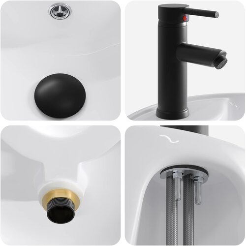  Umivaonik za kupaonicu Mat Crna 40,5 x 40,5 x 15 cm Metal Slike
