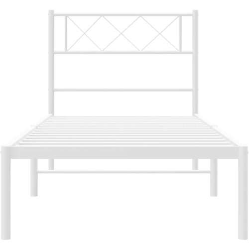  Metalni okvir za krevet s uzglavljem bijeli 100x200 cm Slike