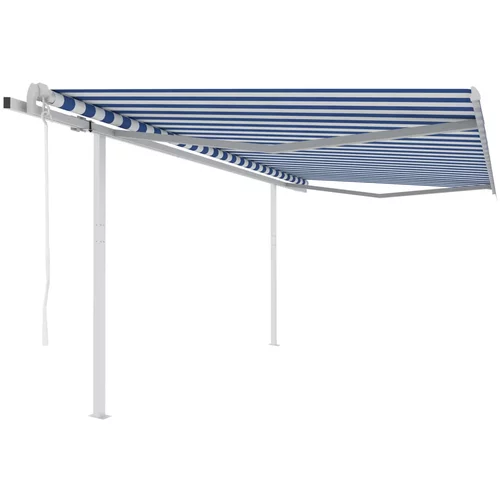 vidaXL automatska tenda sa stupovima 4,5 x 3,5 m plavo-bijela