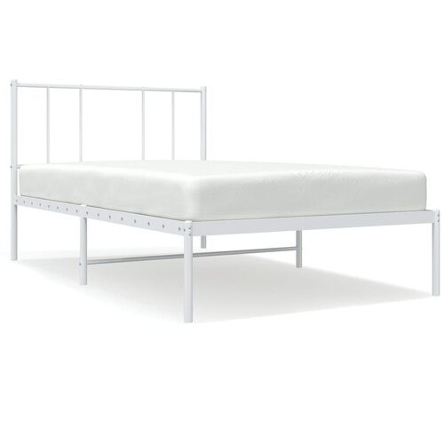 VidaXL Kovinski posteljni okvir z vzglavjem bel 90x190 cm, (20735173) Slike