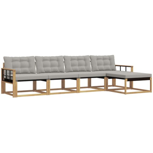  Set vanjskih sofa 5 kom. Bijela i svjetlosiva Smeđa 329 x 162,5 x 73 cm Slike